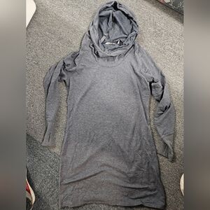 Athleta Blissful Hooded Tunic Dress Heather Blue-Gray Size LT